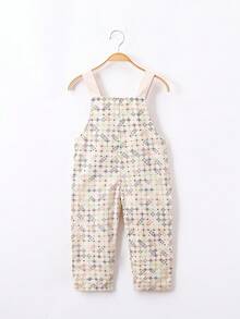 女小童滿版印花背帶連身褲