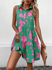 EMERY ROSE 印花荷葉邊娃娃裙 - 綠色 - 查看 7