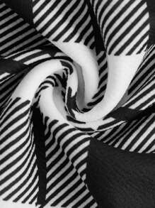 SHEIN Teen Girl Plaid Print 2 In 1 Dress With Bow Tie - Black and White - View 4