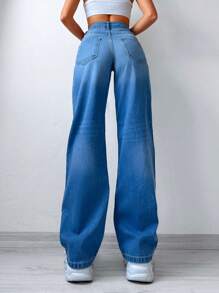 RueChic 高腰闊腿牛仔褲
