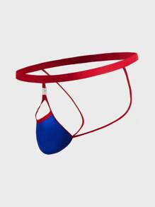 Men 3pcs Colorblock Cut Out Back Jockstrap