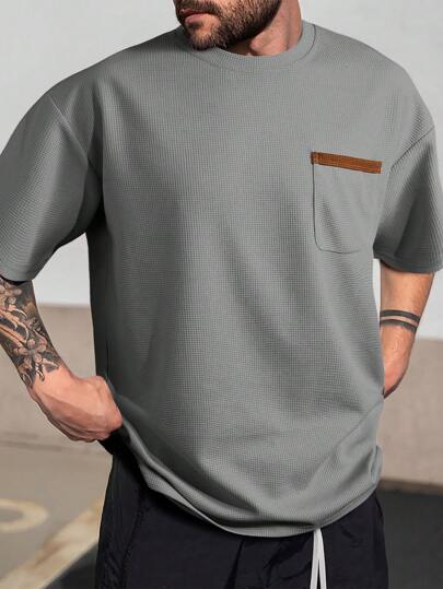 Manfinity Homme Homme T-shirt Panneau De Contraste Patch À Poche