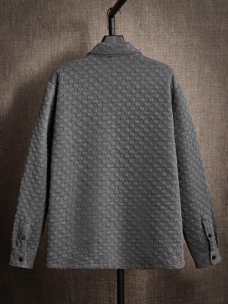 Loose Fit Men's Letter Patched Detail Flap Pocket Button Front Jacket Without Tee