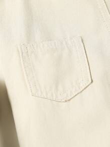 Baby Girl Slant Pocket Dungaree Denim Jumpsuit - Beige - View 6