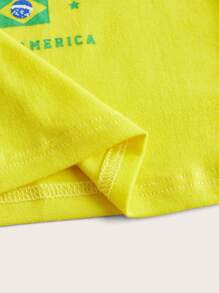 SHEIN EZwear Top De Tirantes Corto Para Mujer Con Letra Gráfica De Brasil Y Bordes De Contraste Para El Verano