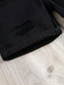 SHEIN Young Boy Ripped Elastic Waist Denim Shorts