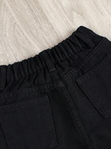 SHEIN Young Boy Ripped Elastic Waist Denim Shorts