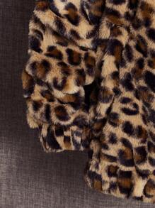 Manfinity BRENVOR 男士宽松长袖豹纹落肩泰迪熊外套，适合秋冬季节，情侣款 - 彩色 - 查看 3