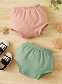 SHEIN Baby Jungen 2 Stücke Shorts mit Einfarbig elastisch Bund