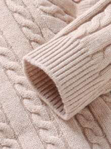 Baby Girl Solid Sweater & Ruffle Hem Pants - Apricot - View 3