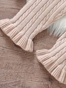 Baby Girl Solid Sweater & Ruffle Hem Pants - Apricot - View 4