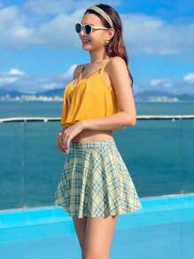 SHEIN 格子印花比基尼套装夏日海滩 - 彩色 - 查看 5