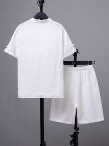 SHEIN Adolescent Garçon À Bouton Manches Pattes Chemise & Short