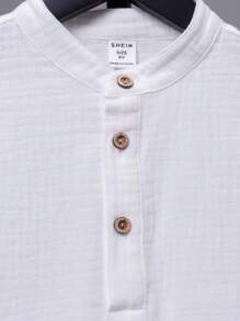 SHEIN Adolescent Garçon À Bouton Manches Pattes Chemise & Short