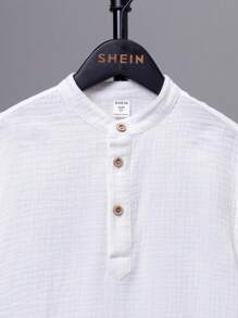 SHEIN Adolescent Garçon À Bouton Manches Pattes Chemise & Short