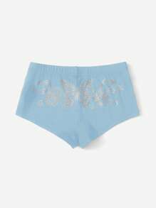 SHEIN ICON Rhinestone Butterfly Pattern Cycling Shorts - Baby Blue - View 2