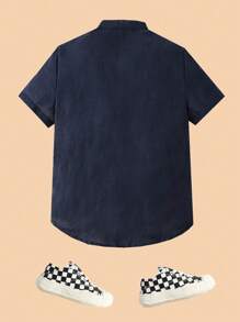 SHEIN Young Boy Deer Print Colourblock Shirt - Multicolor - View 2