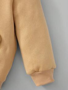 SHEIN Young Boy Cartoon Graphic 3D Ears Design Hoodie & Sweatpants - Khaki - View 7