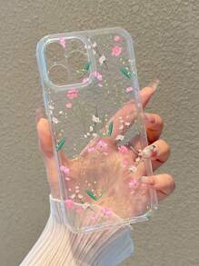 Funda de celular transparente con patrón floral - Multicolor - Ver 2