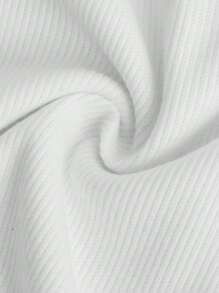 SHEIN Teen Girl Lettuce Trim Button Front Tee - White - View 3