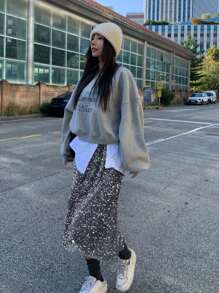 DAZY 纯色亮片直筒半身裙 舞会裙 新年女装 嘉年华 - 灰色 - 查看 4