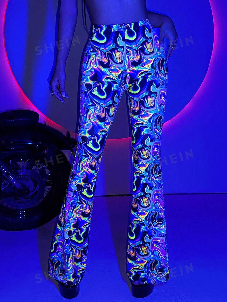 SHEIN ICON Volledig beprint Flare broeken | SHEIN Nederland