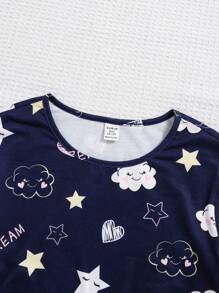Teen Girl Star & Letter Graphic PJ Set - Multicolor - View 3