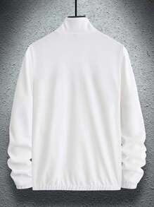 Aesthetic Post Nam Đồ họa Chữ cái Dây kéo Áo khoác - trắng - Xem 2