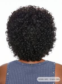 Curly Wigs With Bangs Afro Kinky Curly Big Bouncy Short Human Hair Wig Natural Black Color