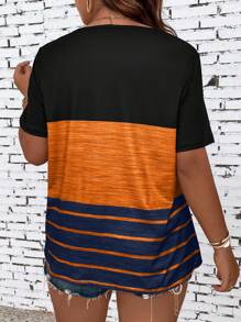 SHEIN LUNE T-Shirt mit Streifen, Farbblock, - Verschiedenfarbig - Übersicht 2