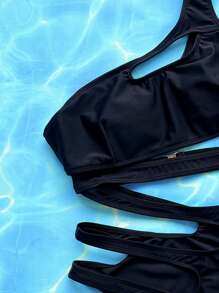 Swim SXY Cắt ra Một bờ vai Đồ bơi một mảnh - màu đen - Xem 4