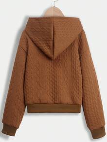 SHEIN Tween Girl Letter Patched Sweatshirt - Coffee Brown - View 2