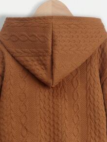 SHEIN Tween Girl Letter Patched Sweatshirt - Coffee Brown - View 6