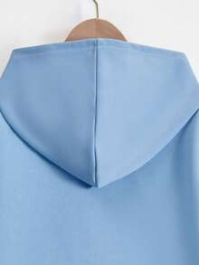 SHEIN 少女饮料印花落肩卫衣 - 藍色 - 查看 3