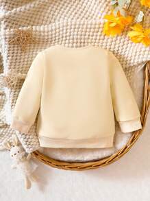 Baby Girl Floral Print Sweatshirt - Apricot - View 2