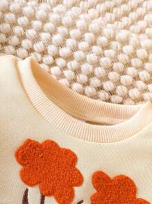 Baby Girl Floral Print Sweatshirt - Apricot - View 4