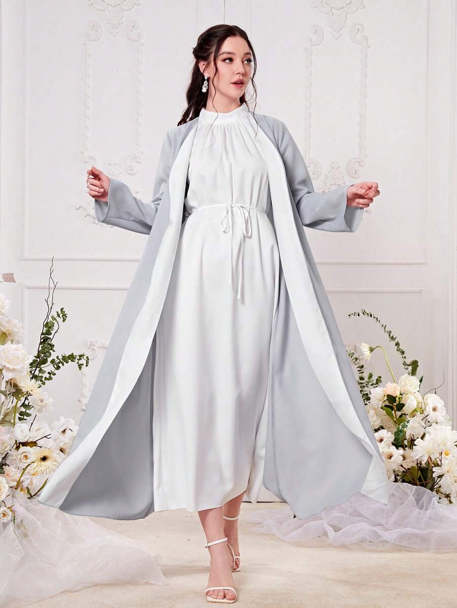 Al Najma 保守撞色阿拉伯罩袍 - 淡紫色 - 查看 1