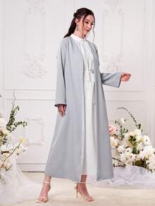 Al Najma 保守撞色阿拉伯罩袍 - 淡紫色 - 查看 3