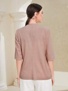 Modelyn Solid Double Breasted Blazer - Dusty Pink - View 2
