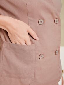 Modelyn Solid Double Breasted Blazer - Dusty Pink - View 6