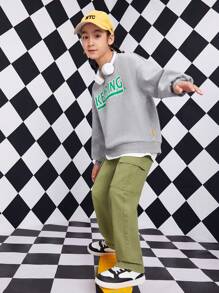 Boys Flap Pocket Side Cargo Jeans - Army Green - View 5