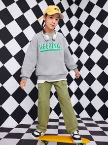 Boys Flap Pocket Side Cargo Jeans - Army Green - View 6
