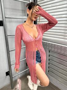 VaVaBold 前紐扣落肩袖開襟衫不附胸罩 - 咖啡棕 - 查看 1