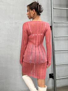 VaVaBold 前紐扣落肩袖開襟衫不附胸罩 - 咖啡棕 - 查看 2