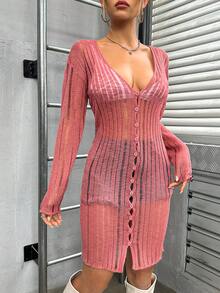 VaVaBold 前紐扣落肩袖開襟衫不附胸罩 - 咖啡棕 - 查看 5