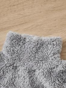 SHEIN Young Boy Letter Patched Detail High Neck Teddy Sweatshirt - Light Grey - View 3