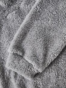 SHEIN Young Boy Letter Patched Detail High Neck Teddy Sweatshirt - Light Grey - View 4