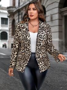 SHEIN Clasi Hơn In hoa Báo Chi tiết Nút Áo vest - Cà phê nâu - Xem 1