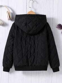 SHEIN Chaqueta con capucha forrada de sherpa informal para niño preadolescente, cálida para el invierno