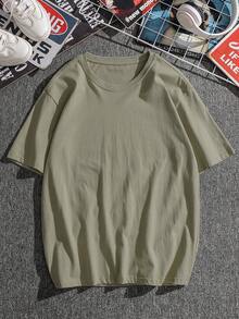 Manfinity Camiseta con estampado de luna y letra - Caqui - Ver 3